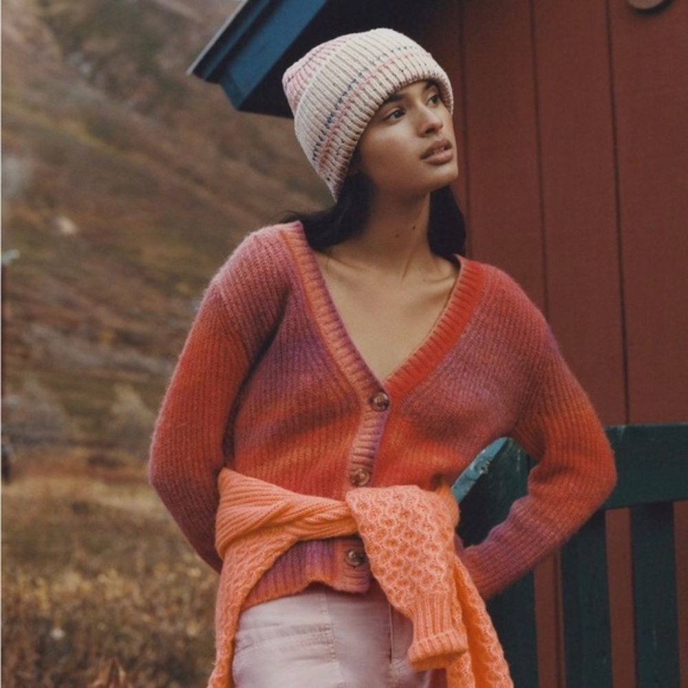 Maeve Gradient Cardigan in Pink and Orange